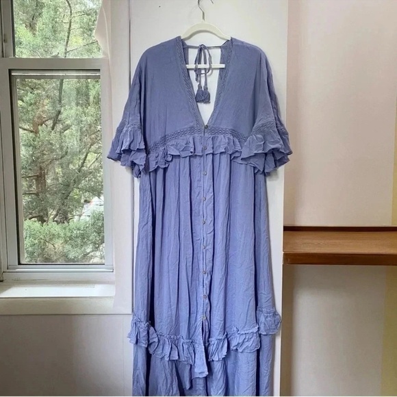 New Free People Paradiso Lace Maxi Dress Purple Small - Picture 10 of 13